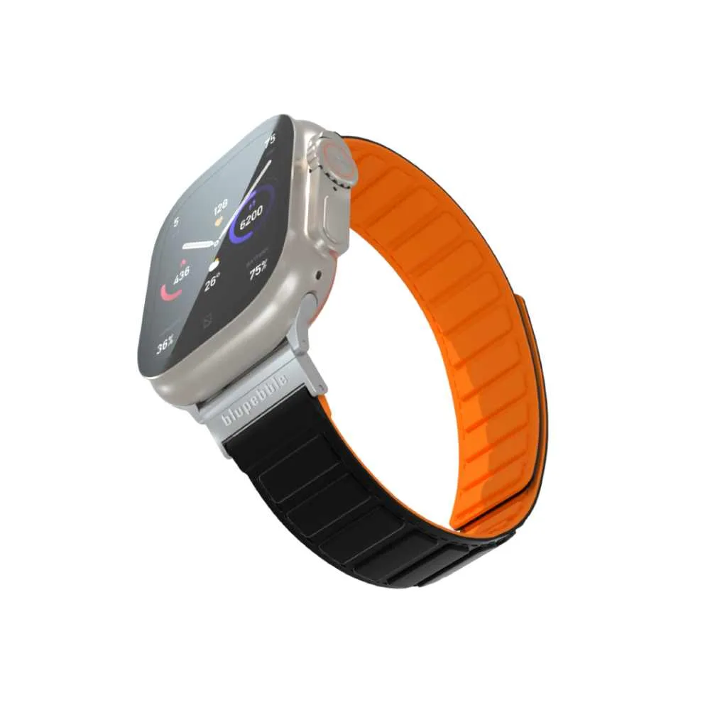 Dolomites Silicone Reversible Magnetic Strap (Black / Orange 49/45/44/42MM) - Image 2