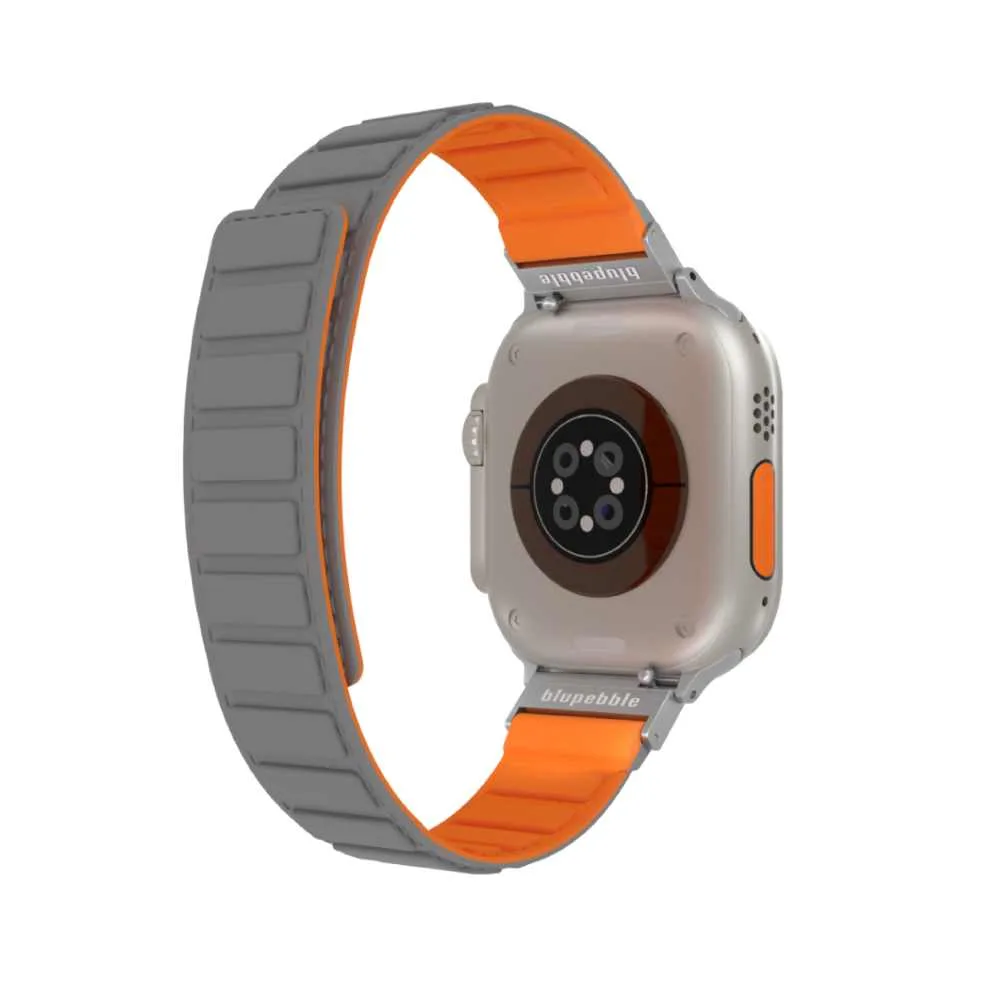 Terminio Silicone Reversible Magnetic Strap (Grey / Orange 49/45/44/42MM) - Image 2