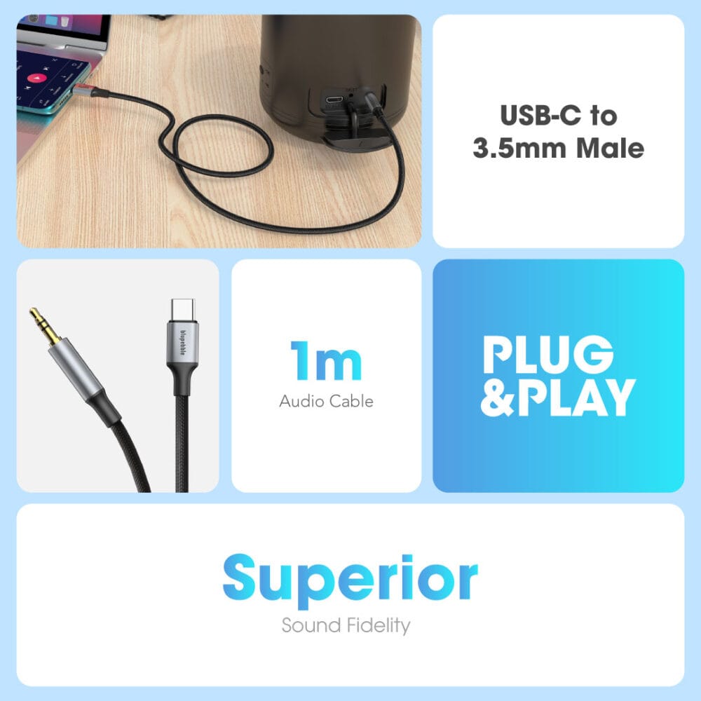 USB-C to 3.5mm Male Cable 1m - Image 3